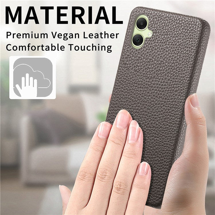 Y1 For Samsung Galaxy A05 4G Case Litchi Texture PU Leather+PC Anti-Scratch Cover - Silver Grey