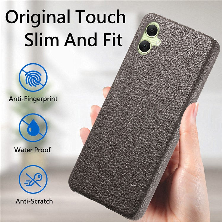 Y1 For Samsung Galaxy A05 4G Case Litchi Texture PU Leather+PC Anti-Scratch Cover - Silver Grey
