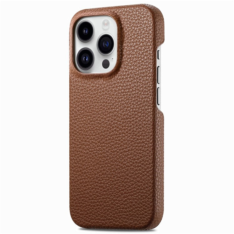Y1 For iPhone 14 Pro Max Case Litchi Texture Anti-Scratch Leather+PC Phone Cover - Brown