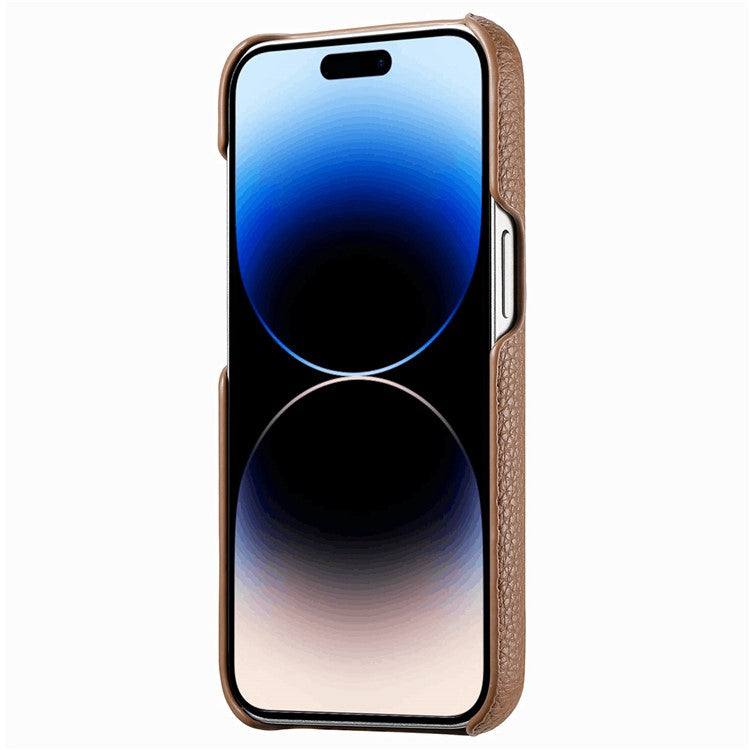 Y1 For iPhone 14 Pro Max Case Litchi Texture Anti-Scratch Leather+PC Phone Cover - Brown