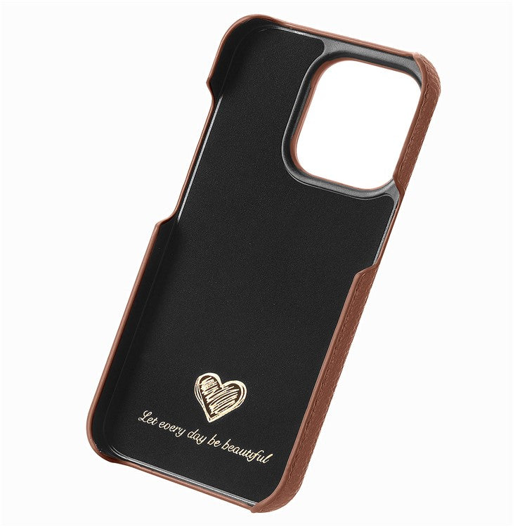 Y1 For iPhone 14 Pro Max Case Litchi Texture Anti-Scratch Leather+PC Phone Cover - Brown