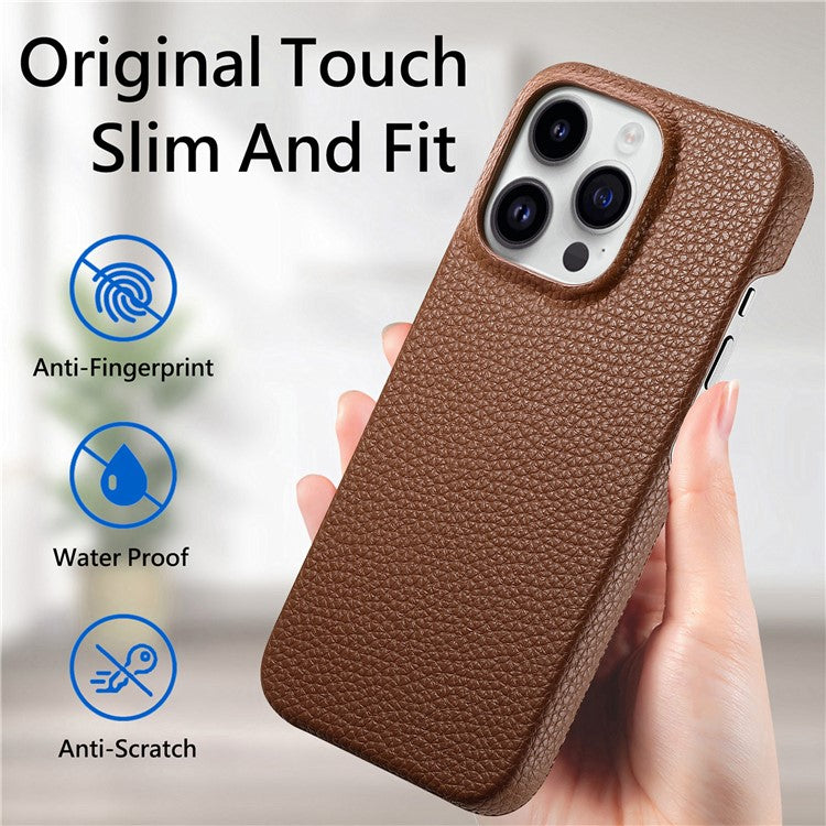 Y1 For iPhone 14 Pro Max Case Litchi Texture Anti-Scratch Leather+PC Phone Cover - Brown