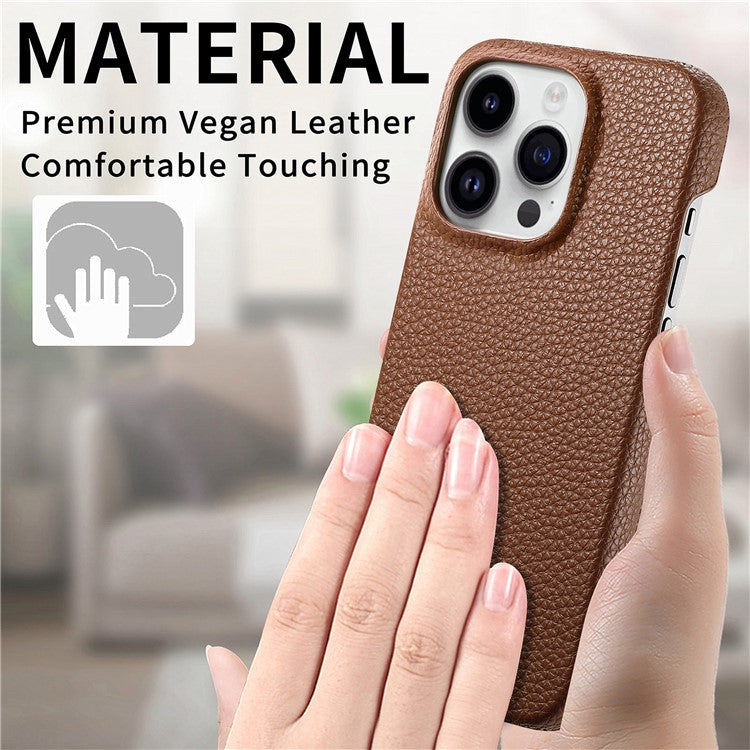 Y1 For iPhone 14 Pro Max Case Litchi Texture Anti-Scratch Leather+PC Phone Cover - Brown