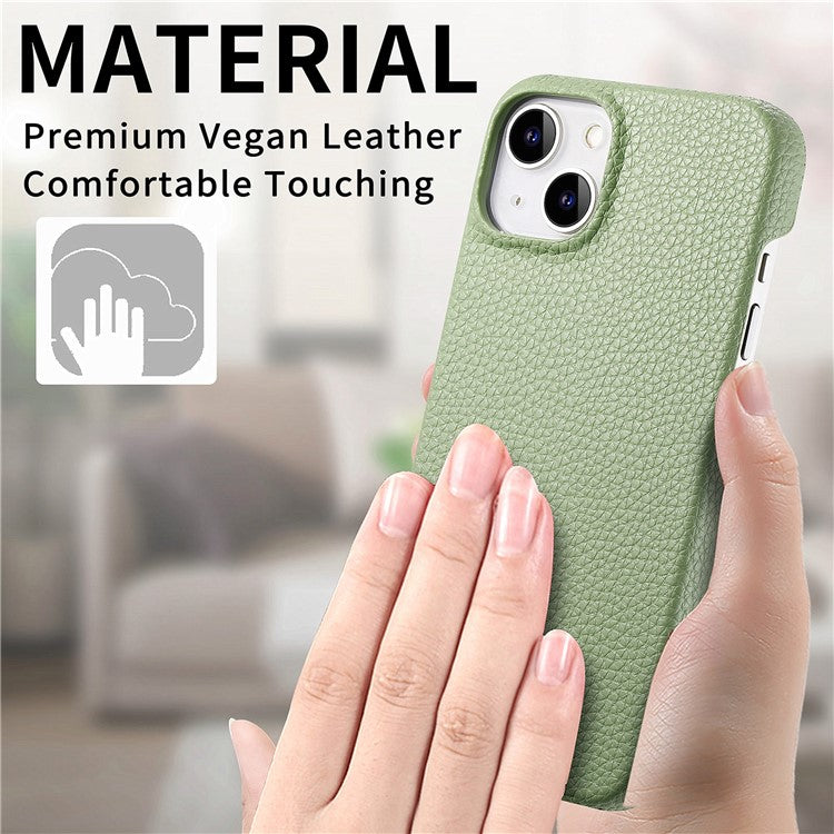 Y1 For iPhone 14 Plus Case Anti-scratch Litchi Texture PU Leather Coated PC Phone Cover - Matcha Green