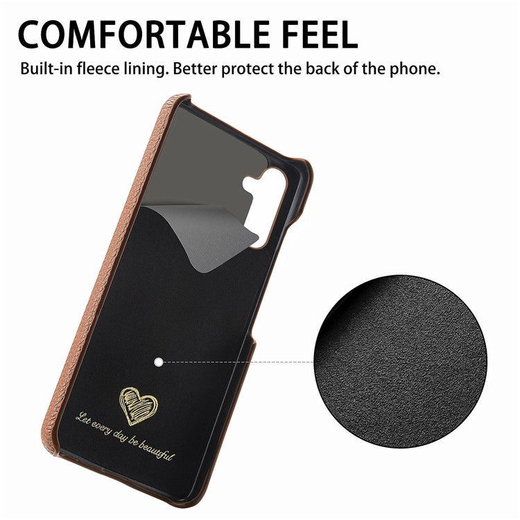 Y1 For Samsung Galaxy A55 5G Case PU Leather Coated PC Phone Cover with Litchi Texture - Brown