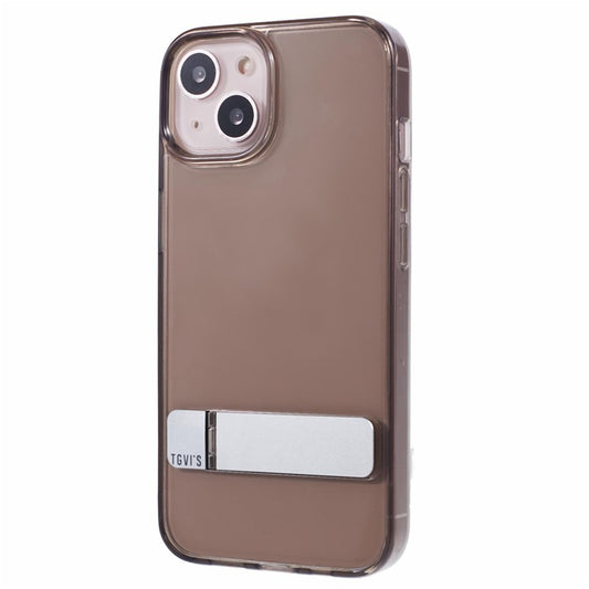 TGVI'S For iPhone 14 Phone Case Bump Proof TPU+PC Kickstand Shell - Cold Brown