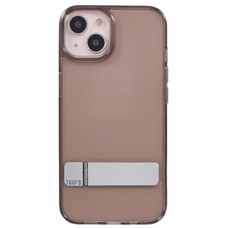 TGVI'S For iPhone 14 Phone Case Bump Proof TPU+PC Kickstand Shell - Cold Brown