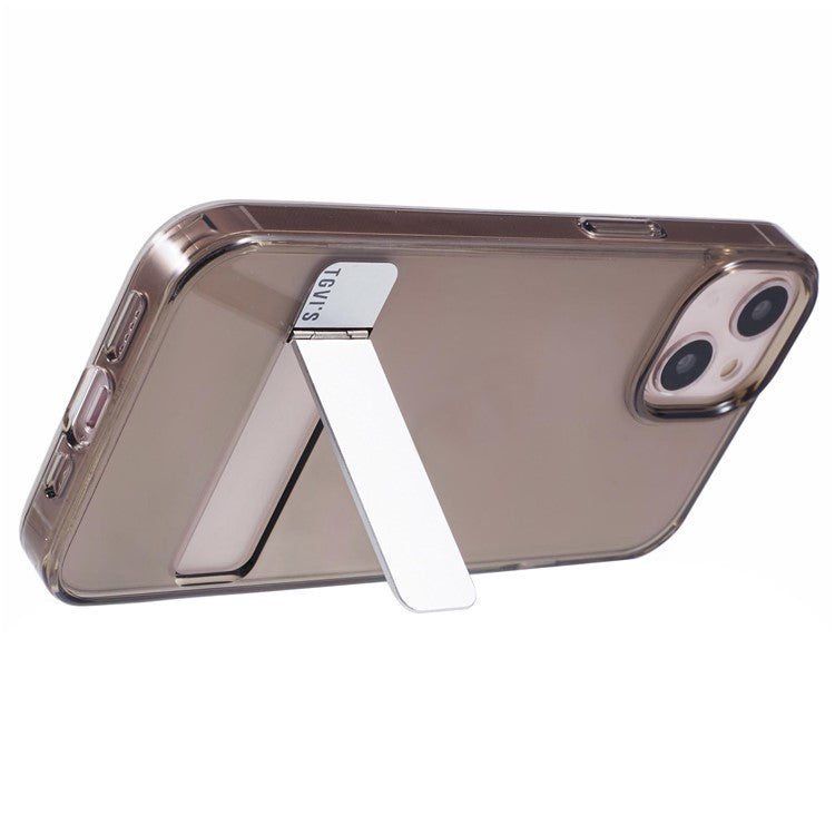 TGVI'S For iPhone 14 Phone Case Bump Proof TPU+PC Kickstand Shell - Cold Brown