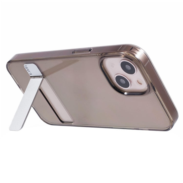 TGVI'S For iPhone 14 Phone Case Bump Proof TPU+PC Kickstand Shell - Cold Brown