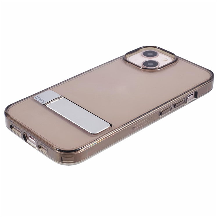 TGVI'S For iPhone 14 Phone Case Bump Proof TPU+PC Kickstand Shell - Cold Brown