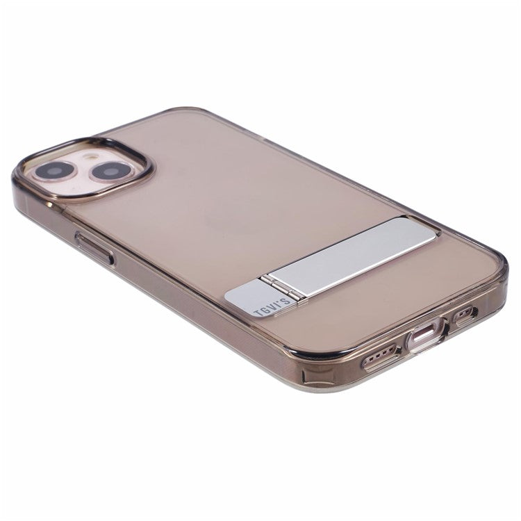 TGVI'S For iPhone 14 Phone Case Bump Proof TPU+PC Kickstand Shell - Cold Brown