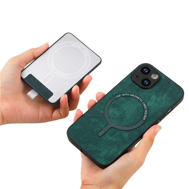 D7 For iPhone 14 / 13 Case 2 in 1 Magnetic Detachable Retro Leather Back Cover - Green