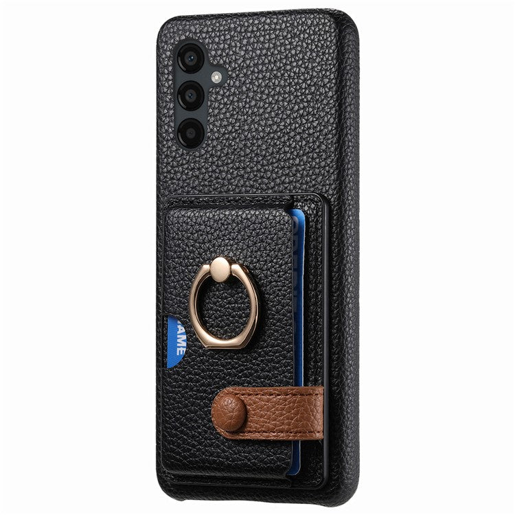 Y2 For Samsung Galaxy A24 4G (162.1 x 77.6 x 8.3mm) Case Card Holder Phone Cover with Ring Kickstand - Black