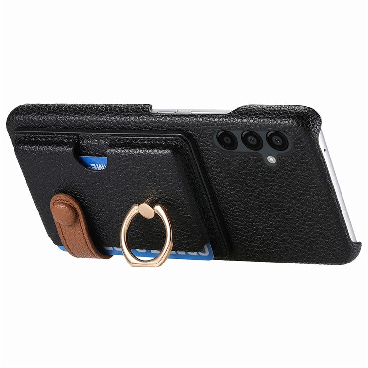 Y2 For Samsung Galaxy A24 4G (162.1 x 77.6 x 8.3mm) Case Card Holder Phone Cover with Ring Kickstand - Black