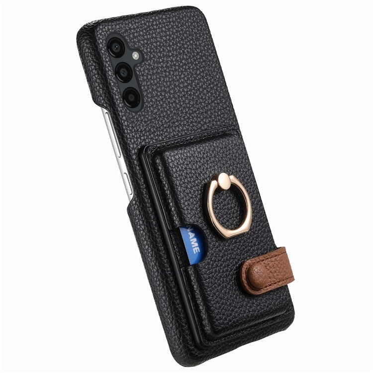 Y2 For Samsung Galaxy A24 4G (162.1 x 77.6 x 8.3mm) Case Card Holder Phone Cover with Ring Kickstand - Black