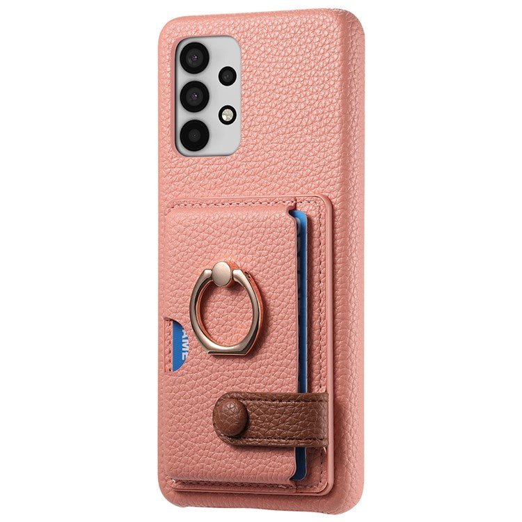 Y2 For Samsung Galaxy A32 4G (EU Version) Ring Kickstand Case Card Holder Phone Cover - Pink