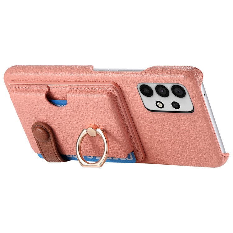 Y2 For Samsung Galaxy A32 4G (EU Version) Ring Kickstand Case Card Holder Phone Cover - Pink