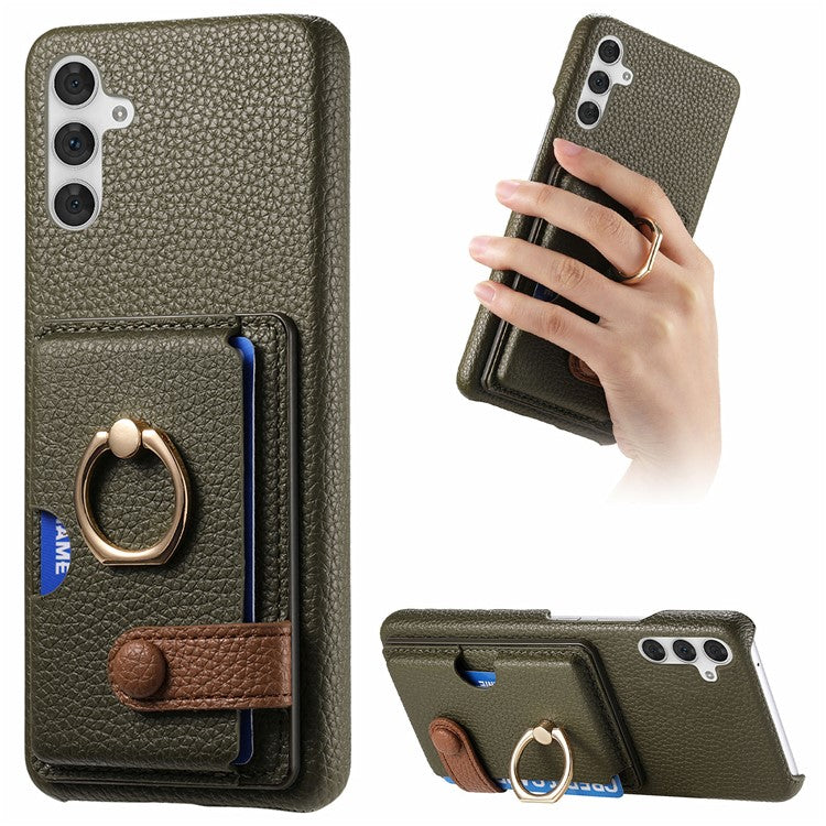 Y2 For Samsung Galaxy A54 5G Case Ring Kickstand Leather+PC+TPU Phone Cover with Card Holder - Green