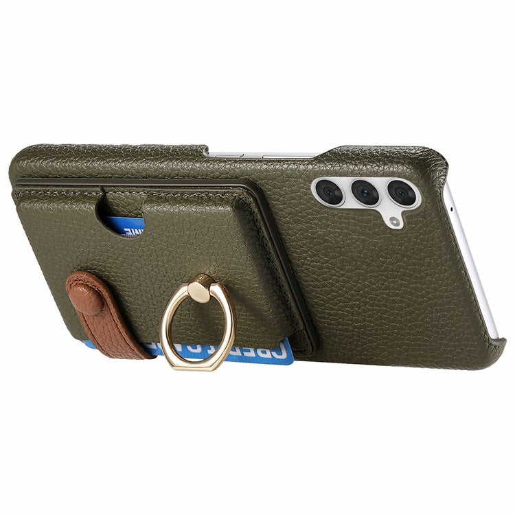 Y2 For Samsung Galaxy A54 5G Case Ring Kickstand Leather+PC+TPU Phone Cover with Card Holder - Green