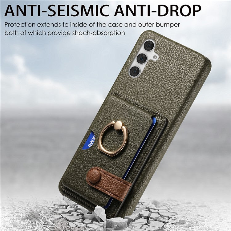 Y2 For Samsung Galaxy A54 5G Case Ring Kickstand Leather+PC+TPU Phone Cover with Card Holder - Green