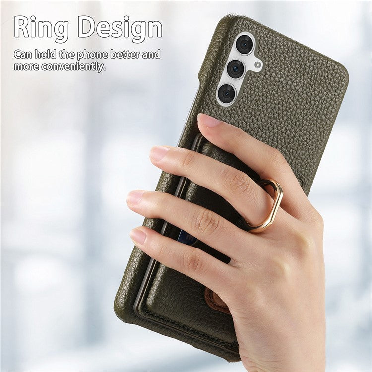 Y2 For Samsung Galaxy A54 5G Case Ring Kickstand Leather+PC+TPU Phone Cover with Card Holder - Green