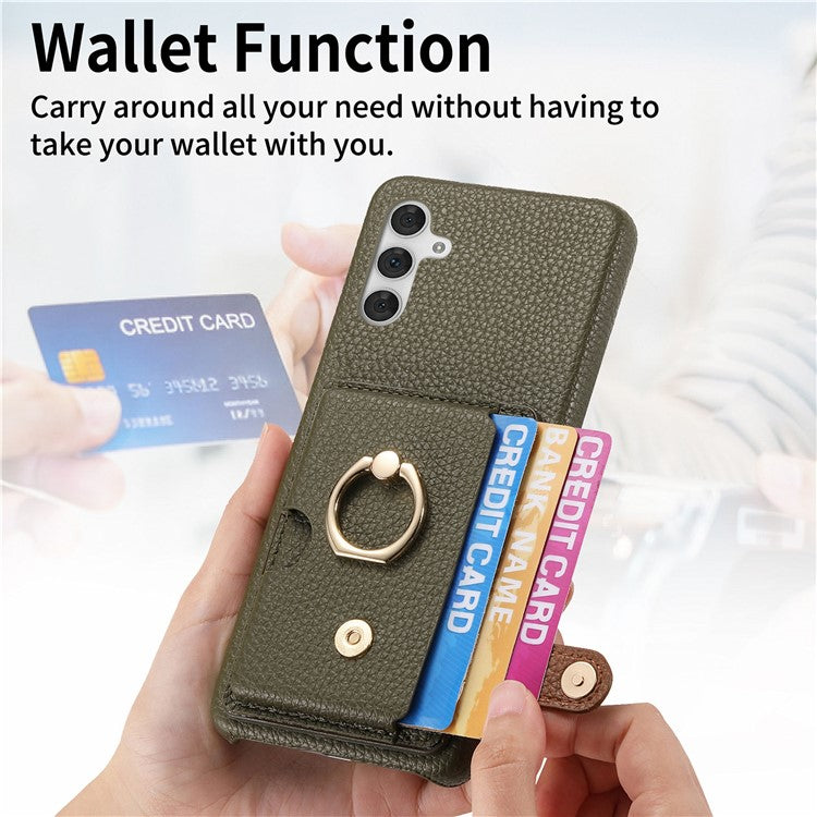 Y2 For Samsung Galaxy A54 5G Case Ring Kickstand Leather+PC+TPU Phone Cover with Card Holder - Green