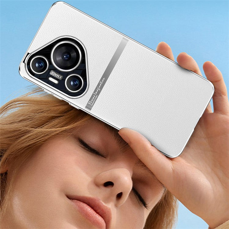 For Huawei Pura 70 Cell Phone Case PU Leather Shock Absorbing Cover - Grey