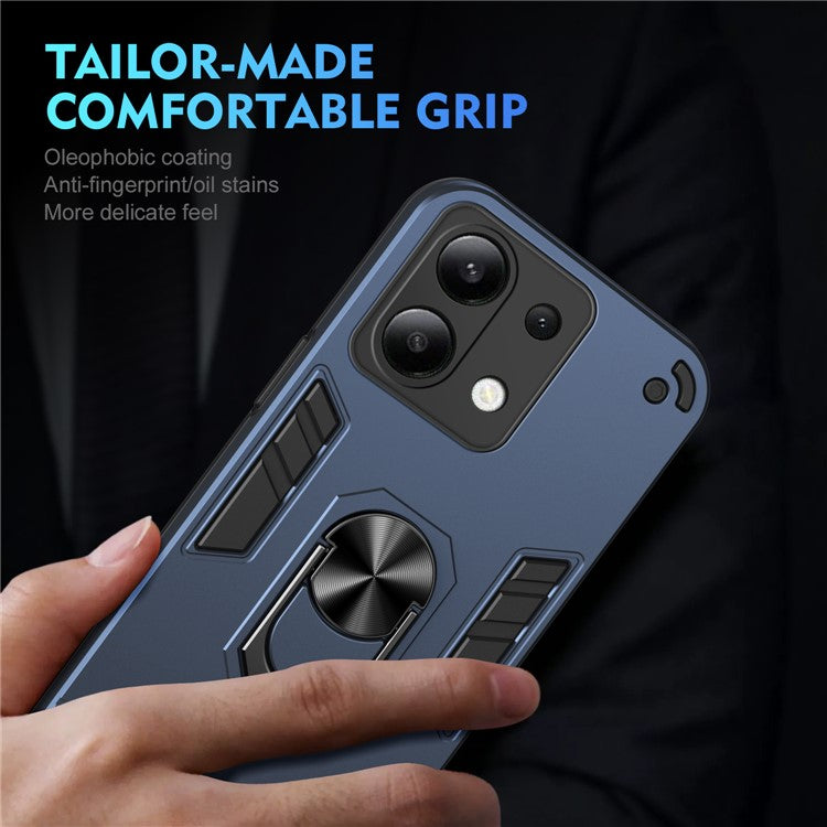 For Xiaomi Redmi Note 13 4G Case PC+TPU Shock-Absorption Phone Cover Support Magnetic Car Mount - Blue