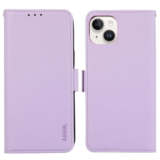 ABEEL For iPhone 14 Plus Case Flip Wallet Leather Phone Cover with RFID Blocking - Purple