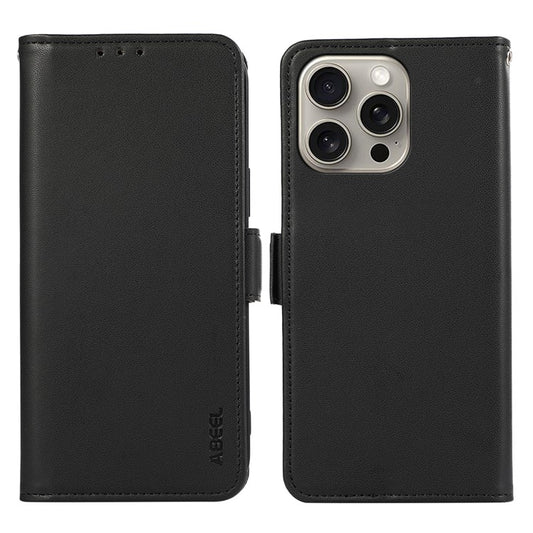 ABEEL For iPhone 14 Pro Leather Case RFID Blocking Wallet Protective Phone Cover - Black