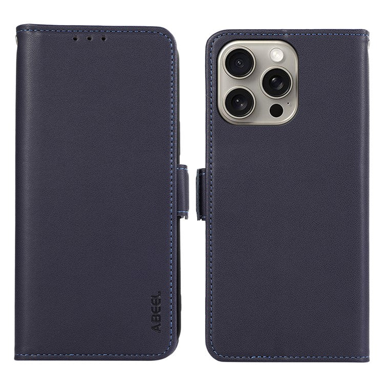 ABEEL For iPhone 14 Pro Leather Case RFID Blocking Wallet Protective Phone Cover - Blue