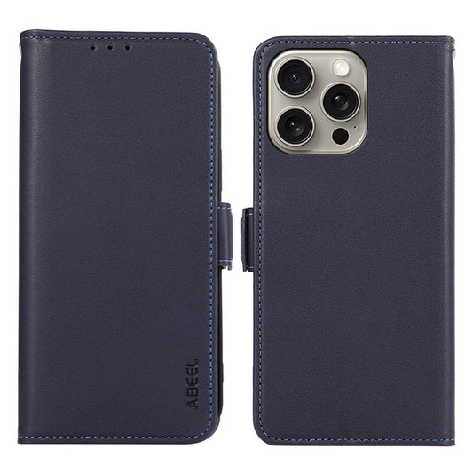 ABEEL For iPhone 14 Pro Leather Case RFID Blocking Wallet Protective Phone Cover - Blue
