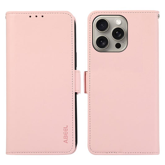 ABEEL For iPhone 14 Pro Max Case RFID Blocking Cell Phone Shell with Wallet - Pink