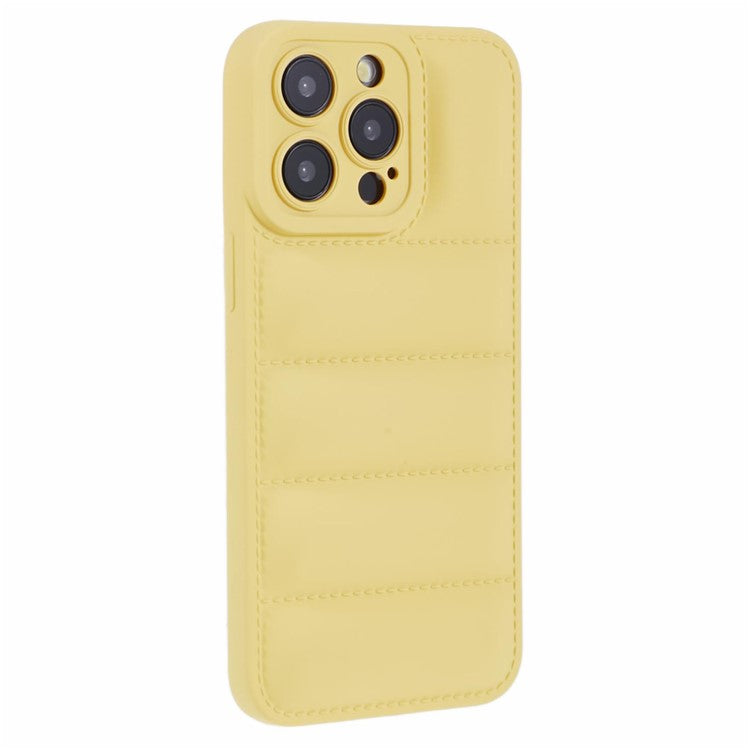 JTW Series For iPhone 14 Pro Max Case Grid Down Jacket Texture Rubberized Protective Shell - Yellow
