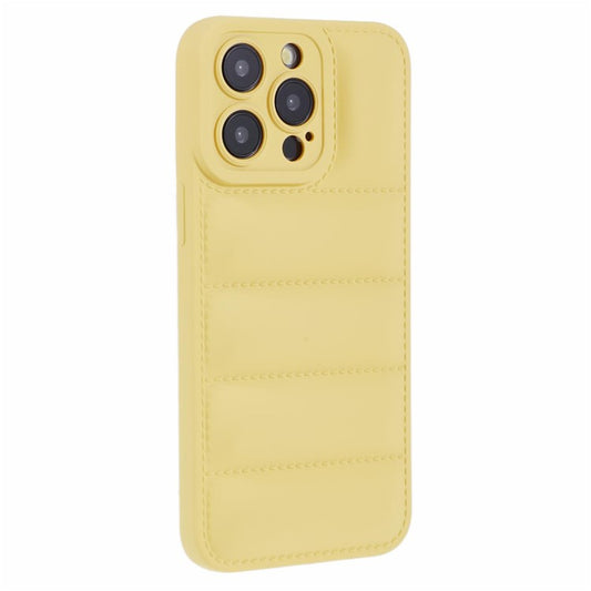 JTW Series For iPhone 14 Pro Max Case Grid Down Jacket Texture Rubberized Protective Shell - Yellow