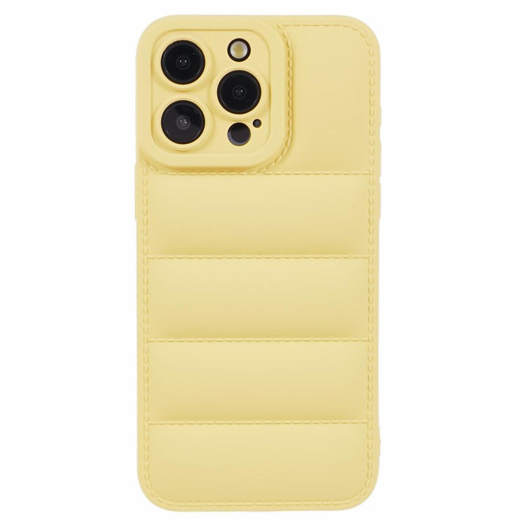 JTW Series For iPhone 14 Pro Max Case Grid Down Jacket Texture Rubberized Protective Shell - Yellow