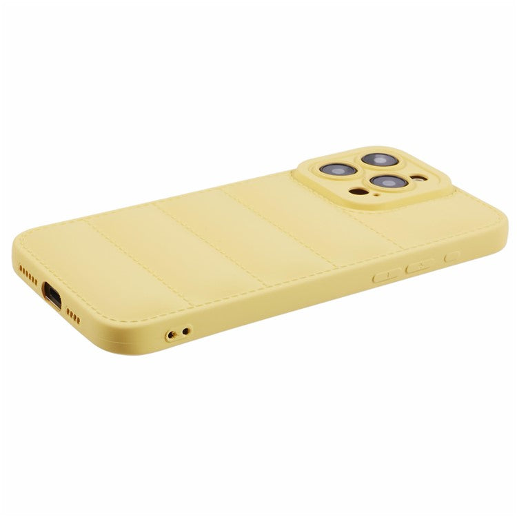 JTW Series For iPhone 14 Pro Max Case Grid Down Jacket Texture Rubberized Protective Shell - Yellow