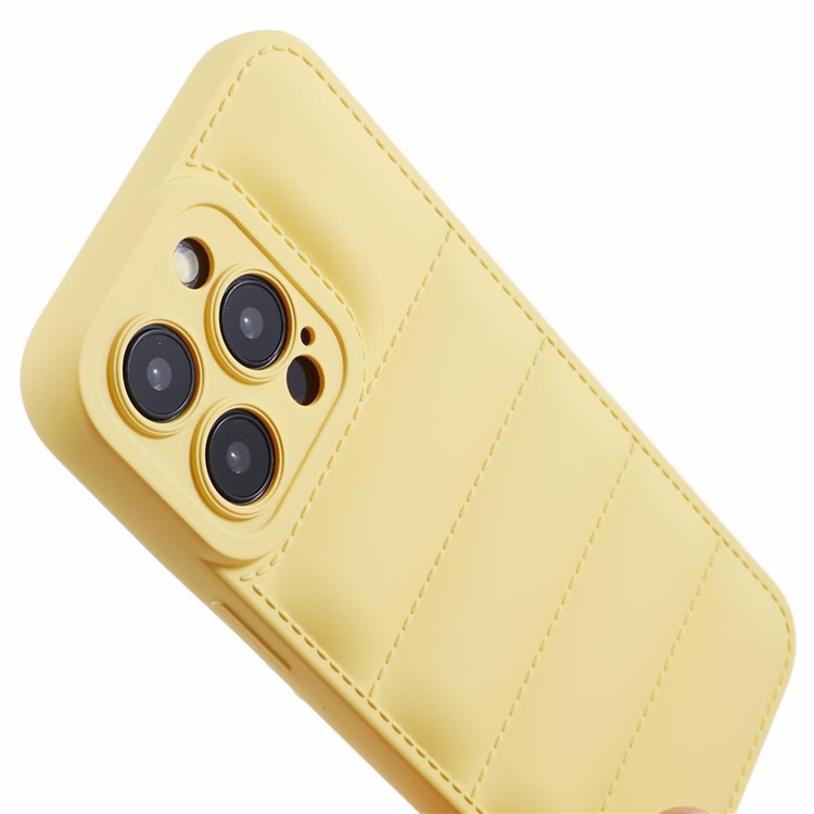 JTW Series For iPhone 14 Pro Max Case Grid Down Jacket Texture Rubberized Protective Shell - Yellow
