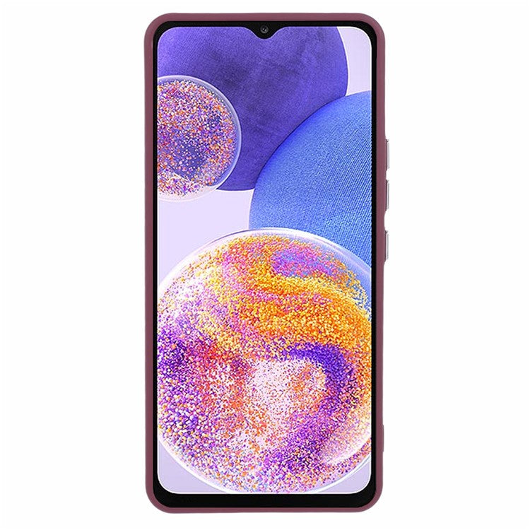 QH Series for Samsung Galaxy A13 4G / 5G Case Lens Frame Kickstand Silicone Phone Cover - Wine Red
