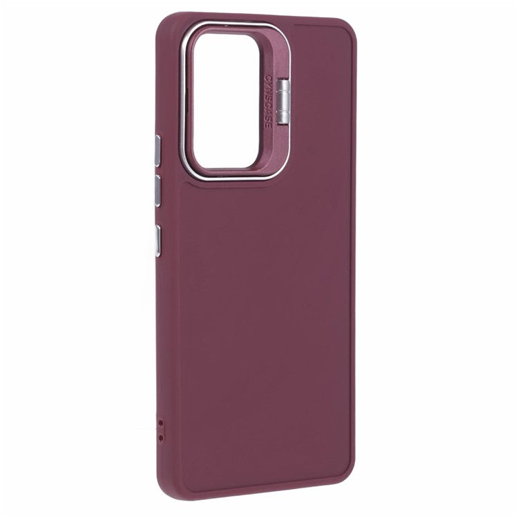 QH Series for Samsung Galaxy A13 4G / 5G Case Lens Frame Kickstand Silicone Phone Cover - Wine Red