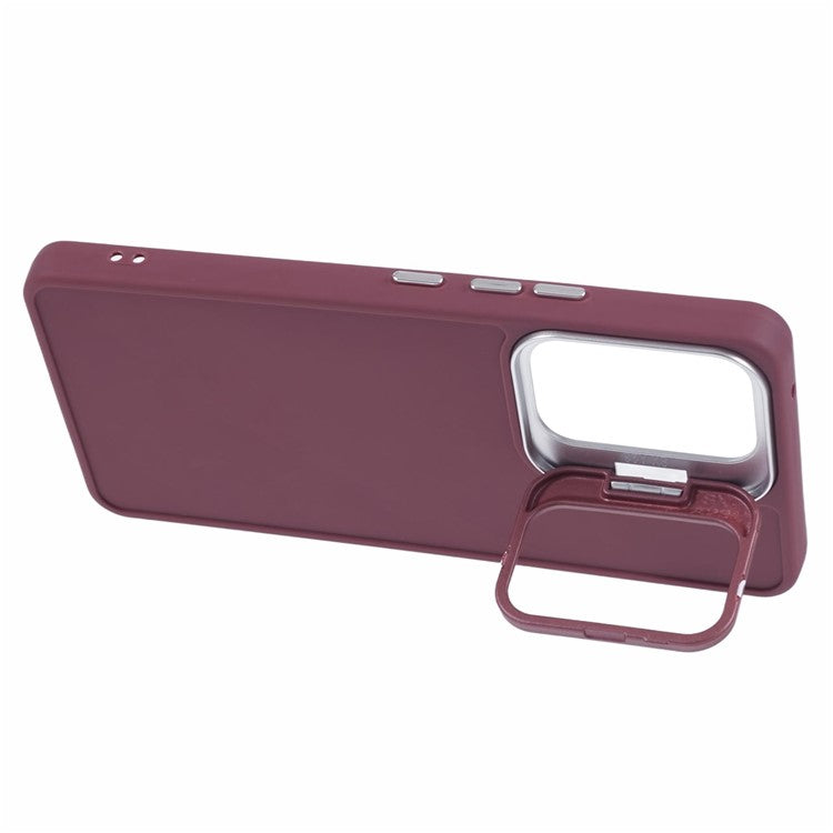 QH Series for Samsung Galaxy A13 4G / 5G Case Lens Frame Kickstand Silicone Phone Cover - Wine Red