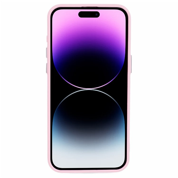 QH Series for iPhone 14 Pro Max Case Lens Frame Kickstand Silicone Anti-drop Phone Cover - Pink