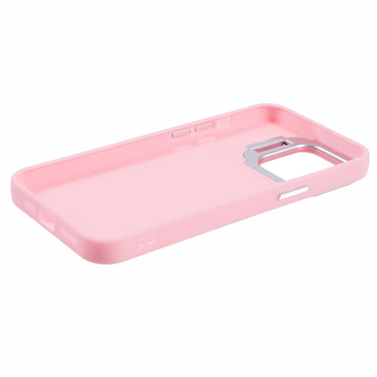 QH Series for iPhone 14 Pro Max Case Lens Frame Kickstand Silicone Anti-drop Phone Cover - Pink