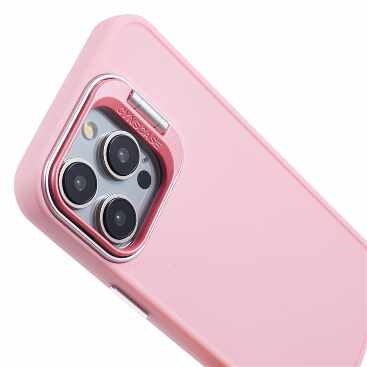 QH Series for iPhone 14 Pro Max Case Lens Frame Kickstand Silicone Anti-drop Phone Cover - Pink