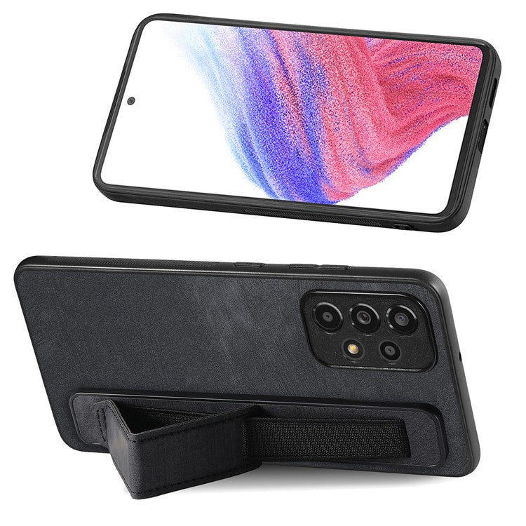 D11 For Samsung Galaxy A13 4G Case Card Slots Kickstand  PU Leather+TPU Phone Cover - Black
