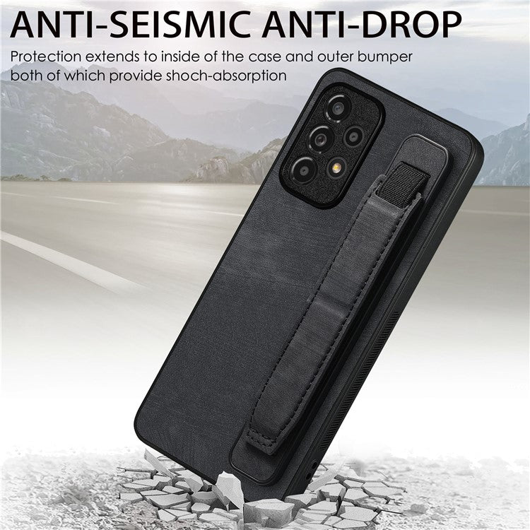 D11 For Samsung Galaxy A13 4G Case Card Slots Kickstand  PU Leather+TPU Phone Cover - Black