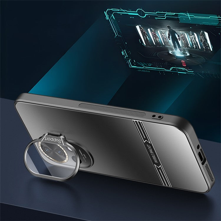 Kickstand Phone Case for Huawei nova 12 5G Matte PC+TPU Shell with Tempered Glass Lens Cover - Cyan