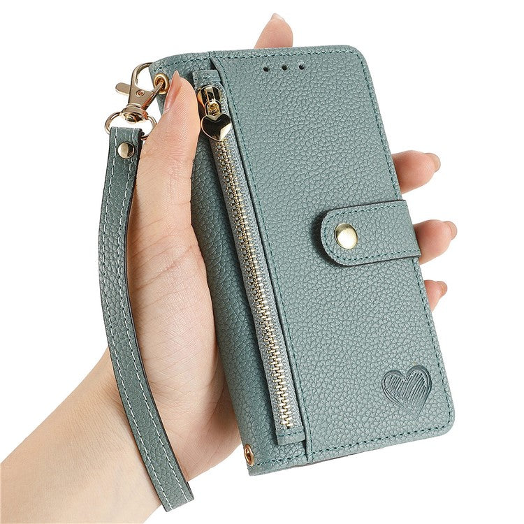 For Samsung Galaxy A13 4G Case RFID Blocking Zipper Wallet Phone Shell - Green