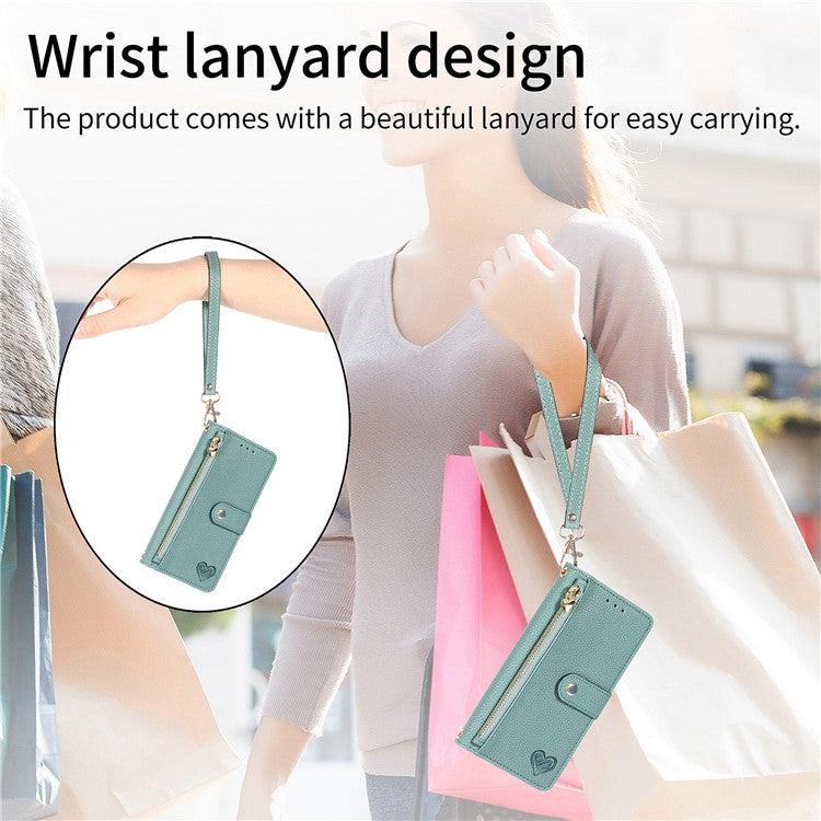 For Samsung Galaxy A13 4G Case RFID Blocking Zipper Wallet Phone Shell - Green