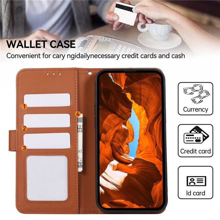 For iPhone 14 RFID Blocking Case PU Leather Wallet Phone Cover - Brown